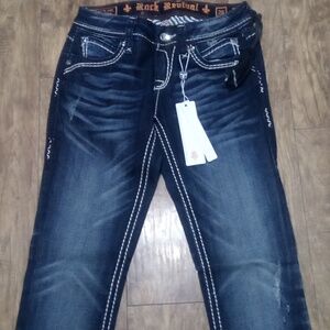 Rock Revival NWT Women's 26 Skinny Charlotte Bejeweled Shimmer Distressed